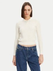 Lacoste Sweter AF9264 Écru Regular Fit. Swetry damskie Lacoste, bez wzorów, z bawełny, bez kołnierzyka, bez ramiączek, bez kaptura. Za 529.99 zł.