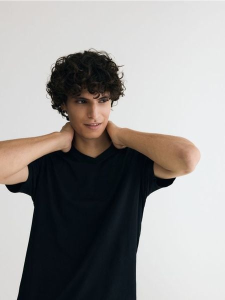 Dwuczęściowa piżama z bawełny - czarny. Czarne piżamy męskie Reserved, l, bez wzorów, z bawełny, bez ramiączek. Za 139.99 zł.