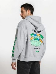 Bluza hoodie z nadrukiem Monopoly - szary. Szare bluzy męskie Sinsay, l, bez wzorów, bez kaptura. Za 79.99 zł.