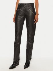 Munthe Spodnie skórzane 244141024408 Czarny Slim Fit. Czarne spodnie materiałowe damskie Munthe, bez wzorów, ze skóry. Za 1,269.00 zł.