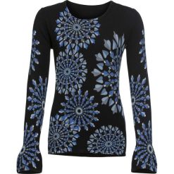 Sweter wzorzysty, długi rękaw bonprix czarny wzorzysty. Czarne swetry damskie bonprix. Za 139.99 zł.