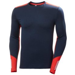 Podkoszulek z wełny Merino z okrągłym dekoltem Helly Hansen Lifa. Niebieskie bielizna termoaktywna damska Helly Hansen, l, bez wzorów, z materiału, bez ramiączek. Za 440.00 zł.