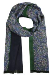 Elegancki Szalik Bawełniany - Alties - Orientalny Wzór, Niebieski i Zieleń. Zielone szaliki męskie Alties, na zimę, bez wzorów, z bawełny. Za 99.00 zł.