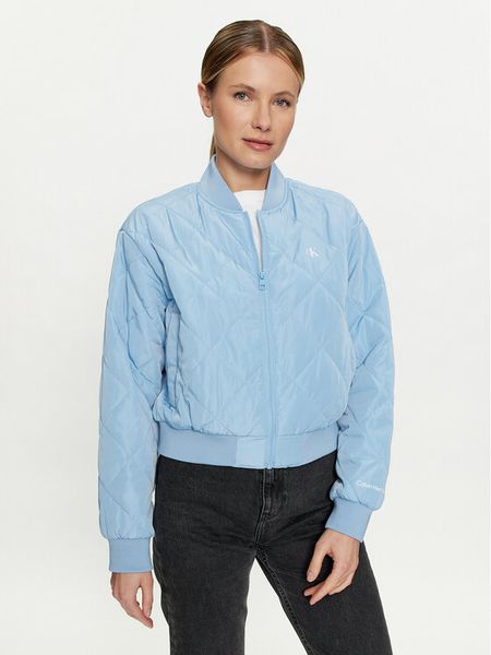 Calvin Klein Jeans Kurtka bomber J20J222587 Niebieski Regular Fit. Niebieskie kurtki damskie Calvin Klein Jeans, xl, bez wzorów, z jeansu, bez kaptura. Za 519.99 zł.