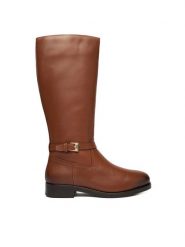 Tommy Hilfiger Kozaki Th Buckle Riding Lthr Long Boot FW0FW08873 Brązowy. Brązowe kozaki damskie Tommy Hilfiger, ze skóry, bez obcasa, na płaskiej podeszwie. Za 999.99 zł.