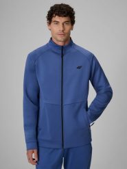 4F Bluza treningowa regular bez kaptura męska - niebieska S. Niebieskie bluzy sportowe męskie 4f, l, bez wzorów, bez kaptura, na fitness i siłownię. Za 199.99 zł.