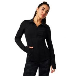 Kurtka treningowa damska Fabletics Perfect Storm. Czarne kurtki damskie FABLETICS, s, bez wzorów, z elastanu, bez kaptura. Za 382.80 zł.