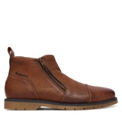 Botki Bugatti. Brązowe botki męskie Bugatti, bez wzorów, bez zapięcia. Za 419.99 zł.