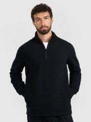 4F Bluza dresowa z dzianiny waflowej męska - czarna M. Czarne bluzy męskie 4f, m, bez wzorów, z dresówki, bez kaptura. W wyprzedaży za 89.99 zł.