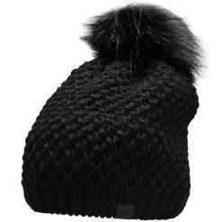 Czapka damska 4F. Czarne czapki i kapelusze damskie 4f, na zimę, bez wzorów, z materiału, sportowe. Za 52.99 zł.