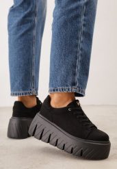 Czarne Sneakersy VICES na Platformie Typu Chunky Tassi. Czarne obuwie sportowe damskie Renee, bez wzorów, z dzianiny. Za 149.99 zł.