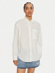 Calvin Klein Jeans Koszula J20J224436 Biały Relaxed Fit. Białe bluzki damskie Calvin Klein Jeans, xxl, bez wzorów, z bawełny, bez kołnierzyka, bez ramiączek. Za 229.99 zł.