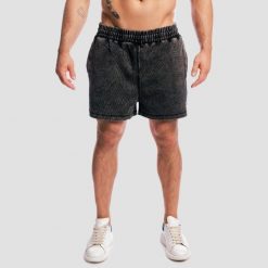 Szorty męskie fitness oversize sprane czarne Aura. Czarne krótkie spodenki sportowe męskie GYMBEAM, l, bez wzorów, z bawełny, na fitness i siłownię. Za 118.90 zł.
