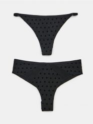 Majtki brazyliany i stringi w serca 2 pack - czarny. Czarne stringi damskie Sinsay, l, bez wzorów. Za 19.99 zł.