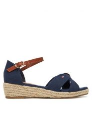 Tommy Hilfiger Espadryle T3A7-33801-0048 S Granatowy. Niebieskie sandały damskie Tommy Hilfiger, bez wzorów, z materiału, bez obcasa, bez zapięcia. Za 209.99 zł.