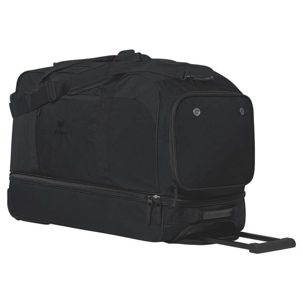 Torba sportowa na kółkach z bottomcase Erima Travel Line. Czarne torby i plecaki dziecięce Erima, z tkaniny. W wyprzedaży za 407.00 zł.