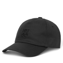 Czapka z daszkiem HUGO. Czarne czapki i kapelusze damskie Hugo, bez wzorów. Za 139.99 zł.