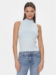 Guess Sweter Lise W3YR26 Z37K0 Błękitny Slim Fit. Niebieskie swetry damskie Guess, xs, z aplikacjami, z syntetyku, bez kołnierzyka, bez ramiączek, bez kaptura. Za 189.99 zł.