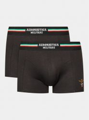 Aeronautica Militare Komplet 2 par bokserek AM1UBX001 Czarny. Czarne bokserki męskie Aeronautica Militare, l, bez wzorów, z bawełny. Za 79.99 zł.