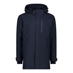 Parka softshell CMP. Niebieskie parki męskie CMP, bez wzorów, z materiału, z kapturem. Za 727.45 zł.