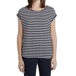 Koszulka turystyczna damska Tom Tailor Striped Crew-Neck. Białe koszulki sportowe damskie Tom Tailor, bez wzorów, z elastanu, bez kołnierzyka, bez ramiączek. W wyprzedaży za 80.00 zł.
