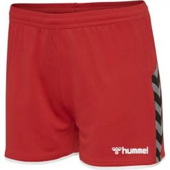 Spodenki damskie sportowe Hummel Authentic Charge Poly Shorts. Czerwone szorty sportowe damskie Hummel, na lato, xl, bez wzorów, z materiału, klasyczne, do biegania. Za 50.00 zł.