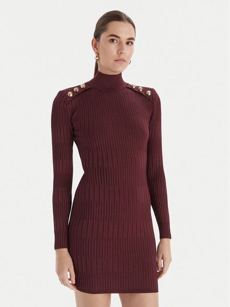 Marciano Guess Sukienka dzianinowa 5BGK52 5881Z Bordowy Slim Fit. Czerwone sukienki damskie Marciano Guess, z aplikacjami, z dzianiny, bez kołnierzyka, bez ramiączek. Za 989.99 zł.