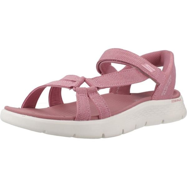 Sandały SKECHERS SLIP-INS GO WALK FLEX Rose. Fioletowe sandały damskie Skechers, bez wzorów, z materiału, bez obcasa, bez zapięcia. Za 249.99 zł.