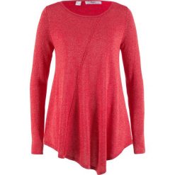 Sweter z błyszczącą nitką, długi rękaw bonprix czerwony - metaliczny srebrny. Swetry damskie marki bonprix. Za 89.99 zł.