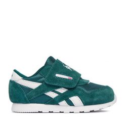 Sneakersy Reebok. Zielone trampki i tenisówki chłopięce Reebok, bez wzorów, z nylonu, bez zapięcia. Za 139.99 zł.