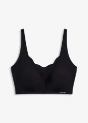 Wyściełany biustonosz pod T-shirt cięty laserowo bez fiszbinów z kolekcji Feel Comfort. Czarne biustonosze bonprix, bez wzorów. Za 74.99 zł.