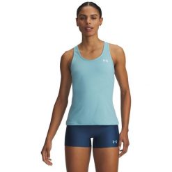 Koszulka treningowa damska Under Armour Tech Mesh Racer Tank. Białe t-shirty damskie Under Armour, l, bez wzorów, z elastanu, sportowe, bez kołnierzyka. Za 142.30 zł.