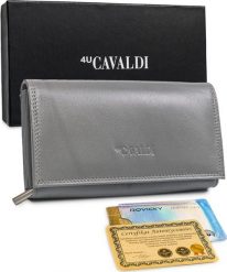 4U Cavaldi Piękny portfel damski Cavaldi skóra naturalna. Portfele damskie 4U Cavaldi, bez wzorów, ze skóry. Za 103.54 zł.
