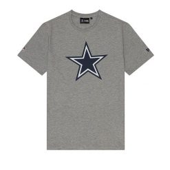 T-Shirt NFL Dallas Cowboys New Era Logo Gris. Szare t-shirty męskie New Era, l, bez wzorów, z bawełny, klasyczne, bez kołnierzyka. Za 126.50 zł.