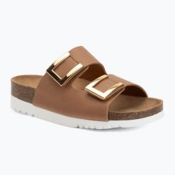 Klapki damskie Scholl Montery 2 Straps Ad Med. Brązowe klapki damskie Scholl, bez wzorów, ze skóry, eleganckie, bez obcasa. Za 329.99 zł.
