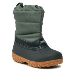 Śniegowce Reima. Zielone buty zimowe chłopięce Reima, bez wzorów, bez zapięcia. Za 239.99 zł.