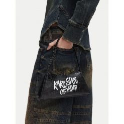 Torebka Karl Lagerfeld Jeans. Czarne torebki do ręki damskie Karl Lagerfeld Jeans, bez wzorów, z jeansu, klasyczne, bez dodatków. Za 549.99 zł.