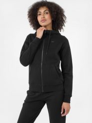 4F Bluza dresowa rozpinana z kapturem damska S. Czarne kardigany damskie 4f, s, bez wzorów, z dresówki. W wyprzedaży za 79.99 zł.