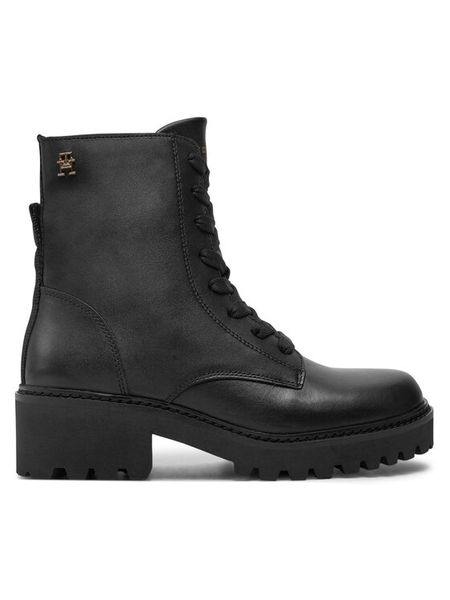 Tommy Hilfiger Trapery FW0FW08305 Czarny. Czarne śniegowce i trapery damskie Tommy Hilfiger, ze skóry. Za 419.99 zł.