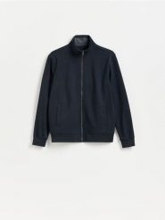 Bluza ze stójką - granatowy. Niebieskie bluzy męskie Reserved, l, bez wzorów, z bawełny, bez kaptura. Za 139.99 zł.