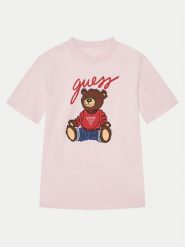 Guess T-Shirt H4BJ06 I3Z14 Różowy Regular Fit. Czerwone t-shirty i topy dla dziewczynek Guess, z aplikacjami, z bawełny, bez ramiączek. Za 79.99 zł.