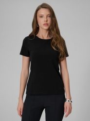 T-shirt slim gładki damski 4F 4FRSS26TTSHF3628. Szare t-shirty damskie 4f, s, bez wzorów, z bawełny, klasyczne, bez kołnierzyka. Za 49.99 zł.