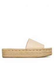 Calvin Klein Espadryle Flatf Espa Mule Lth Mg HW0HW03027 Beżowy. Brązowe espadryle damskie Calvin Klein, bez wzorów, ze skóry, bez obcasa. Za 449.99 zł.