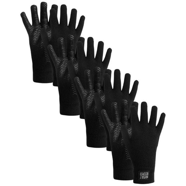 Rękawiczki dziane męskie 4 pary. Czarne rękawiczki męskie HEAT KEEPER, bez wzorów, z dzianiny, eleganckie. Za 182.50 zł.