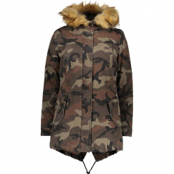 Parka "Robin" w kolorze oliwkowo-brązowym. Brązowe parki damskie Eleven Elfs, moro, z materiału. W wyprzedaży za 1,087.95 zł.