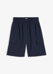 Bermudy funkcyjne z kieszeniami cargo, z szybkoschnącego materiału. Niebieskie spodnie materiałowe damskie bonprix, bez wzorów. Za 79.99 zł.
