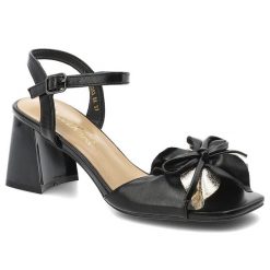 Sandały damskie Vinceza, cholewka ze skóry ekologicznej z przodu ozdobna kokarda z metalicznym akcentem, czarne, 20283. Czarne klapki damskie VINCEZA, bez wzorów, ze skóry ekologicznej, bez obcasa, na obcasie, bez zapięcia. Za 139.00 zł.