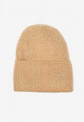 Beżowa Czapka Beanie z Dodatkiem Angory i Metaliczną Aplikacją Delathor. Brązowe czapki i kapelusze damskie Renee, z aplikacjami, z materiału. Za 39.99 zł.