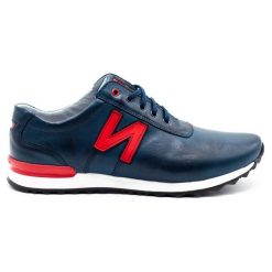 Joker Buty męskie casual 301J granatowe niebieskie. Niebieskie półbuty na co dzień męskie z jeansu, casualowe, bez zapięcia. Za 351.82 zł.
