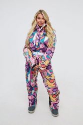 Kombinezon narciarski damski w kształcie cukierka z komiksu. Czerwone spodnie snowboardowe damskie OOSC, l, bez wzorów, z materiału, eleganckie, narciarskie. Za 1,710.99 zł.